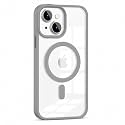 MAGA ClearBack Case Cover for Apple iPhone 13/14, Crystal Clear Magnetic Case Compatible with MagSafe, Hybrid Hard PC Back &amp; Soft TPU Bumper, Shockproof Protective Cover Grey