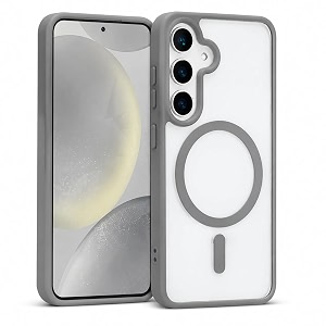 maga clearback case cover for samsung galaxy s25 fe 5g crystal clear magnetic case compatible with magsafe hybrid hard pc back amp soft tpu bumper shockproof protective cover grey