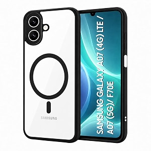 maga clearback case cover for samsung galaxy a07 4g 5g f07 4g m07 4g m17e 5g f70e 5g crystal clear magnetic case compatible with magsafe hybrid hard pc back amp soft tpu bumper black
