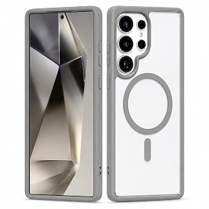 maga clearback case cover for samsung galaxy s25 ultra 5g crystal clear magnetic case compatible with magsafe hybrid hard pc back amp soft tpu bumper shockproof protective cover grey