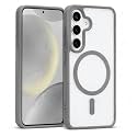 MAGA ClearBack Case Cover for Samsung Galaxy S24 5G, Crystal Clear Magnetic Case Compatible with MagSafe, Hybrid Hard PC Back &amp; Soft TPU Bumper, Shockproof Protective Cover Grey