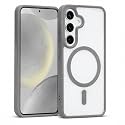 MAGA ClearBack Case Cover for Samsung Galaxy S25 FE 5G, Crystal Clear Magnetic Case Compatible with MagSafe, Hybrid Hard PC Back &amp; Soft TPU Bumper, Shockproof Protective Cover Grey