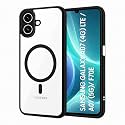 MAGA ClearBack Case Cover for Samsung Galaxy A07 4G/ 5G/ F07 4G/ M07 4G/ M17e 5G/ F70e 5G, Crystal Clear Magnetic Case Compatible with MagSafe, Hybrid Hard PC Back &amp; Soft TPU Bumper Black