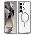MAGA ClearBack Case Cover for Samsung Galaxy S25 Ultra 5G, Crystal Clear Magnetic Case Compatible with MagSafe, Hybrid Hard PC Back &amp; Soft TPU Bumper, Shockproof Protective Cover Grey