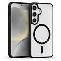 MAGA ClearBack Case Cover for Samsung Galaxy S25 FE 5G, Crystal Clear Magnetic Case Compatible with MagSafe, Hybrid Hard PC Back &amp; Soft TPU Bumper, Shockproof Protective Cover Black