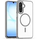 MAGA ClearBack Cover for Samsung Galaxy A17 5G / F17 5G / M17 5G, Crystal Clear Magnetic Case Compatible with MagSafe, Hybrid Hard PC Back &amp; Soft TPU Bumper, Shockproof Protective Cover Grey