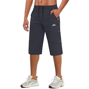 MAGCOMSEN Mens Capri Shorts Quick Dry Below