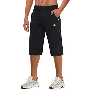 MAGCOMSEN Mens Capri Shorts Quick Dry Below