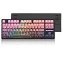MageGee Pink Wireless Creamy Keyboard, Tri-Mode 2.4G/USB-C/BT Gaming Keyboard, RGB Backlit Hot Swappable Mechanical Keyboard for Win/Mac/PC, 8000mAh Battery