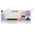 MageGee White Wireless Creamy Keyboard, Gasket Tri-Mode 2.4G/USB-C/BT Gaming Keyboard, RGB Backlit Hot Swappable Mechanical Keyboard for Win/Mac/PC, 8000mAh Battery
