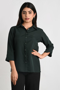 MAGHMA Women Solid Casual Green Shirt