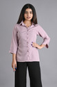 MAGHMA Women Solid Casual Purple Shirt