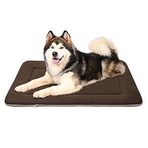 magic dog flannel extra large soft crate pad mat jumbo 48 inches machine washable pet bed kennel pad with non-slip bottom dark coffee