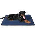 Magic Dog Large Dog Bed Soft Dog Crate Pad Dog Mat, 42 Inches Machine Washable Pet Bed Kennel Pad with Non-Slip Bottom, Dark Blue, Flannel