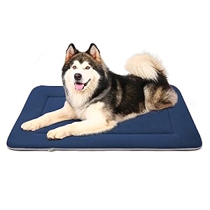 magic dog soft extra large dog bed crate pad mat jumbo 48 inches machine washable pet bed with non-slip bottom dark blue xl polypropylene