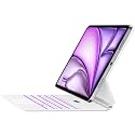 Jibrealg Magic Keyboard Case for iPad Air 13(M3 2025/M2 2024) &amp; iPad Pro 12.9(6th/5th/4th/3rd Gen), Slim Case with Keyboard, Lightweight Keyboard Case with Multi-Touch Trackpad, 7-Color Backlit,White