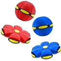 Magic Metaball, Magic Bouncing Ball, 2PCS Magic Flying Saucer Interactive Pop-Up Transform Toy, Family Interaction Red and Blue Bouncy Ball, Delay Frisbee Flying Disc Toy with 6 Light