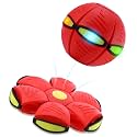 Magic Metaball, Magic Bouncing Ball, Magic Flying Saucer Interactive Pop Up Balls, Transform Toy, Parent Child Interaction Red Bouncy Ball, Collapsible Time Delay Frisbee Flying Disc Toy with 6 Light