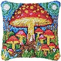 Magic Mushroom Latch Hook Pillow Making Kits Cover for DIY Cushion Cross Stitch Latch Hook Pillowcase Rug Kits with Preprinted Canvas Crochet Yarn Kits Needlework Crafts 17'' X 17''(ma101)