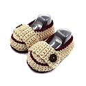 Magic Needles Handmade Knit Crochet Baby Booties Uggs Crib Shoes Newborn Socks Soft Sole Prewalker Moccassins (6-12 mths Toe to Heel 12 cms, 4023 Baby Boys Beige/Maroon)