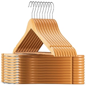 wooden hangers solid wood shirt hangersdress coat jacket clothes hangerswith extra smooth finish 360 degree swivel hookretro beige 3