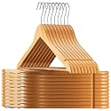 Wooden Hangers, Solid Wood Shirt Hangers,Dress Coat Jacket Clothes Hangers,with Extra Smooth Finish, 360 Degree Swivel Hook(Retro) (Beige, 3)