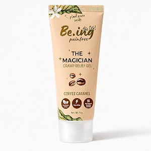 the magician cramp relief gel -50gm starting 15 seconds 100 plant actives 100 safe zero irritation no burns for cramps back legs and all muscular pains coffee caramel