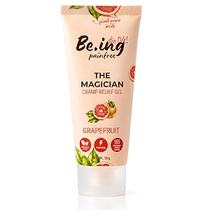 the magician cramp relief gel -50gm starting 15 seconds 100 plant actives 100 safe zero irritation no burns for cramps back legs and all muscular pains grapefruit