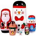 MAGICLULU 6pcs Russian Nesting Dolls Christmas Snowman Nesting Dolls Cute Cartoon Pattern Nesting Doll for Christmas Easter Halloween Santa Suit