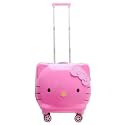 (Set of 2Pcs Trolley Bag and Cosmetic Bag Children 5D Hello Kitty Kid's Trolley 360 Rotating Suitcase 20 inch Kids Travel Luggage Children Travel Trolly Child Suitcase Girl Luggage