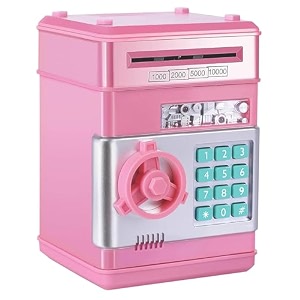 magicwand plastic money safe kids piggy savings bank with electronic lock2 yrs amp uppack of 1blue  white