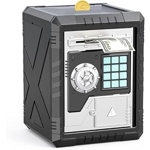 magicwand plastic money safe kids piggy savings bank with electronic lock2 yrs amp uppack of 1blue  white