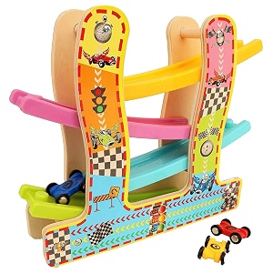 magicwand colorful wooden ramp race track car set with set of 4 cars1 pcmulti-colored100 safe amp non-toxic