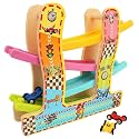 Magicwand® Colorful Wooden Ramp Race Track Car Set with Set of 4 Cars【1 Pc】【Multi-Colored】【100% Safe &amp; Non-Toxic】