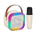 Magicwand® K12【USB-C-Charging ⦗Biege⦘ 1 Mic】 Kids Wireless Bluetooth Speaker with Karaoke Microphone &amp; RGB LED Lighting for Kids