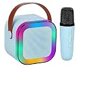 Magicwand® K12【USB-C-Charging Blue with 1 Mic】 Kids Karaoke Microphone Wireless Bluetooth Speaker with RGB LED Lighting for Kids