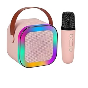 magicwand k12usb-c-charging pink with 1 mic kids karaoke microphone wireless bluetooth speaker with rgb led lighting for kids