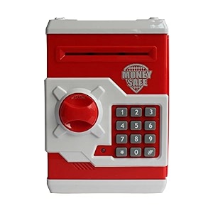 magicwand money safe kids piggy savings bank with electronic lock red amp white