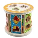 Magicwand® Wooden Colorful Activity Wooden Drum with String &amp; Pcs Geometric Shapes【2 Yrs &amp; Up】【Pack of 1】【Multi-Colored】