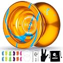 MAGICYOYO N11 Golden Blue Professional Unresponsive Yoyo Alloy Aluminum YoYo Ball + Accessories