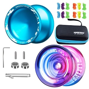 magicyoyo v10 black blue unresponsive professional finger spin yoyo with 12 strings case and glove