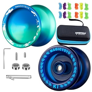 magicyoyo v10 black blue unresponsive professional finger spin yoyo with 12 strings case and glove