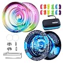 MAGICYOYO N11 Professional Unresponsive Yoyo, Dual Function Alloy Metal for Beginner Adults, With Flat Bearing, Axle, Removal Tool, Storage Bag, 12 Strings
