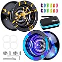 MAGICYOYO N11 Professional Unresponsive Yoyo, Dual Function Alloy Metal for Beginner Adults, With Flat Bearing, Axle, Removal Tool, Storage Bag, 12 Strings