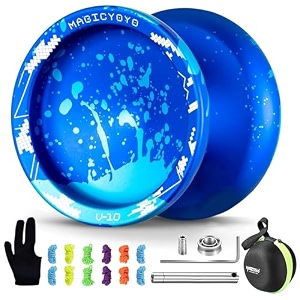 magicyoyo v10 black blue unresponsive professional finger spin yoyo with 12 strings case and glove