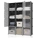 MAGINELS Portable Storage Cubbies - 14"x14" Cube Shelves Organizer Shelf for Clothes,Portable Toy Cabinet,Plastic Dresser Clothes Cubes, Black, 4x3-Cube ater Bulk Small Water Bottles Dean Products