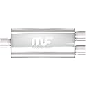 MagnaFlow Performance Exhaust Muffler 12280: 2.5"/2" Inlet/Outlet, 5x8x18" Oval, Stainless Steel, Satin Finish