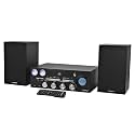 Magnavox MM451 3-Piece Tray Loading CD Shelf System with Digital PLL FM Stereo Radio, Bluetooth Wireless Technology, and Remote Control in Black | LCD Display | AUX Port Compatible |