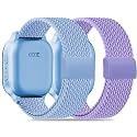 Magnetic Braided Band Compatible with Cosmo JrTrack 5/4/3/2 SE/2/JrTrack &amp; Gizmo Adventrue 3 3 2 1/Gabb 3e 3 2 1/SyncUP Watch 2 1, 2 Pack Soft Breathable Strap Easy Buckle for Small Wrist
