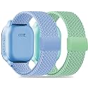 Magnetic Braided Band Compatible with Cosmo JrTrack 5/4/3/2 SE/2/JrTrack &amp; Gizmo Adventrue 3 3 2 1/Gabb 3e 3 2 1/SyncUP Watch 2 1, 2 Pack Soft Breathable Strap Easy Buckle for Small Wrist